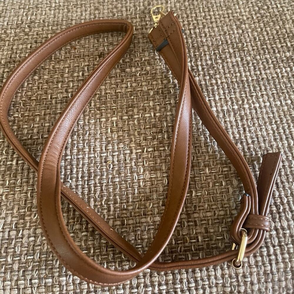 Brown crossbody purse strap gold hardware